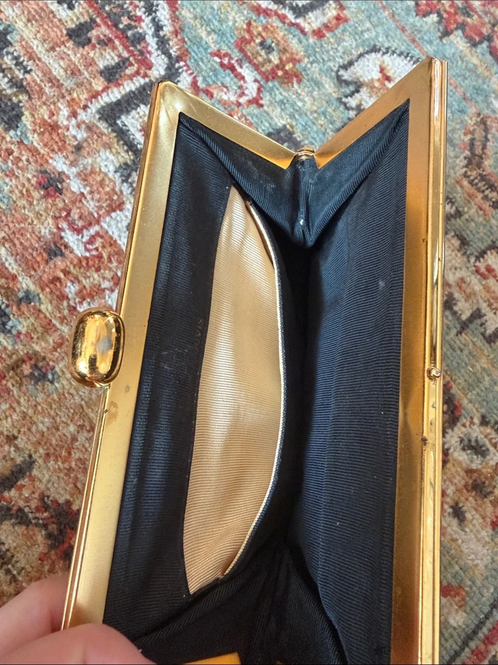 Classic Black Frame-Clasp Women's Clutch